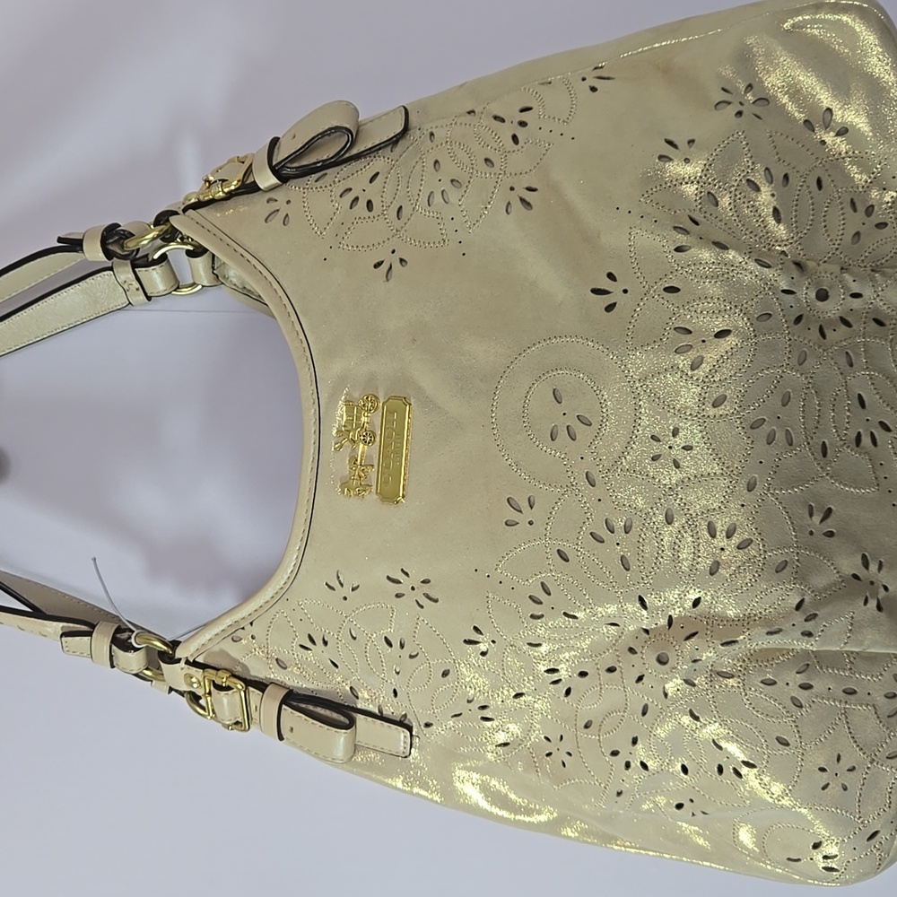 Coach Gold Shimmer Maggie Shoulder Bag